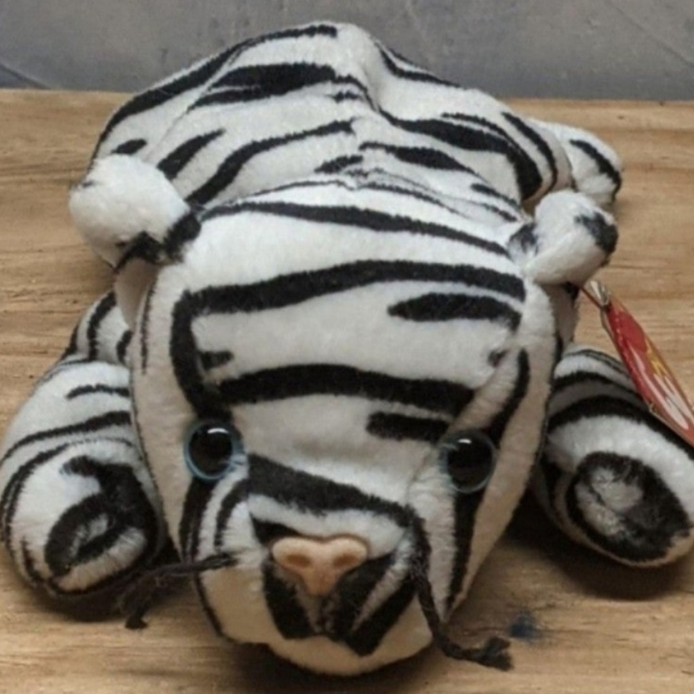 Ty Plush White and Black Tiger